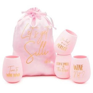 NIB Silicone Stemless Wine Glasses 💗 Set of 4